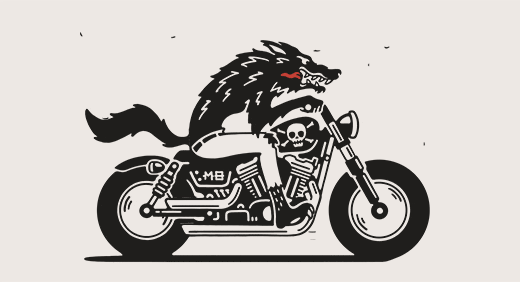 Wolf on A Motorcycle