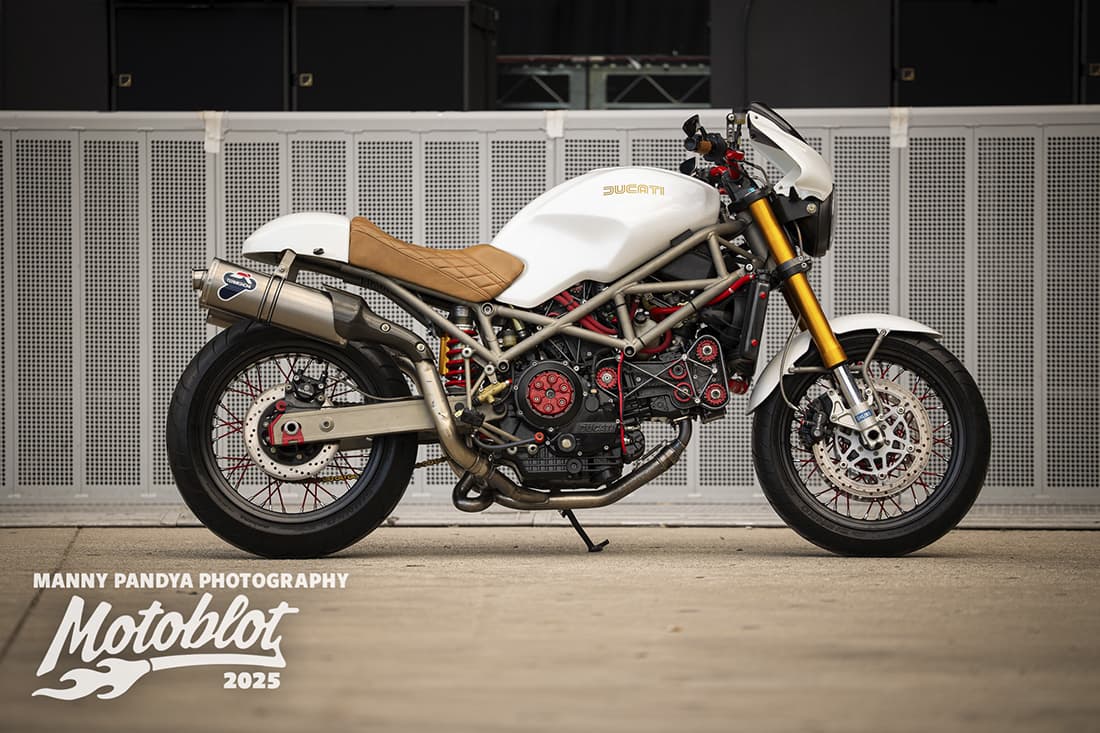 MOTOBLOT 2025 Valhalla runer-up, a 2001 Ducati Monster "Stronza Bella" by Ben Schattschneider